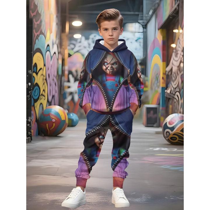 Unisex nan children's jogging suit with hoodie and detailed car print Mune Fashion