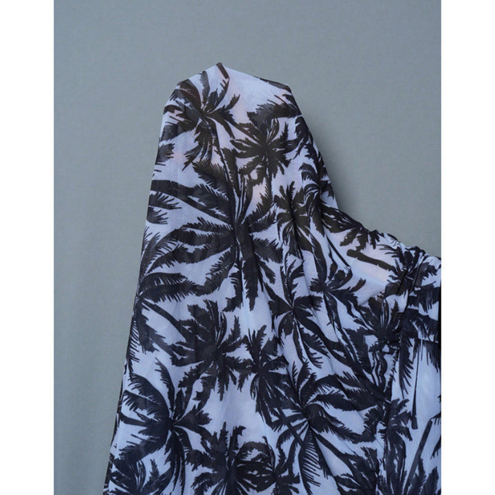 Women's beach dress with floral pattern and transparent material Mune Fashion