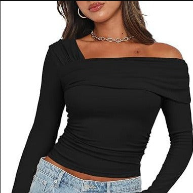 Women Off-Shoulder Long Sleeve Shirt Mune Fashion