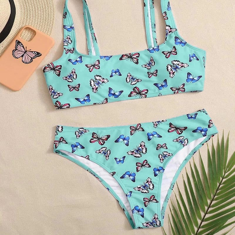 Women's bikini set with colorful butterfly pattern Mune Fashion