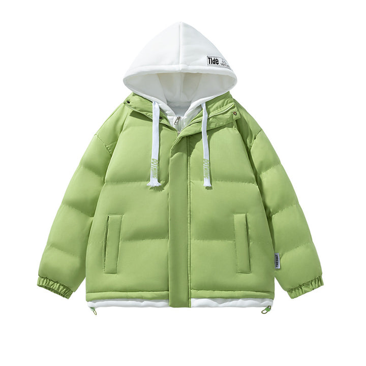 Unisex short cut quilted puffer jacket with two-layer contrasting hood Mune Fashion
