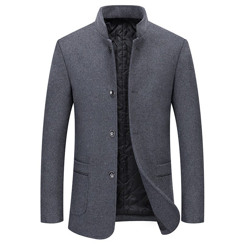 Men's short coat made of wool blend with stand-up collar and quilted thermal lining Mune Fashion