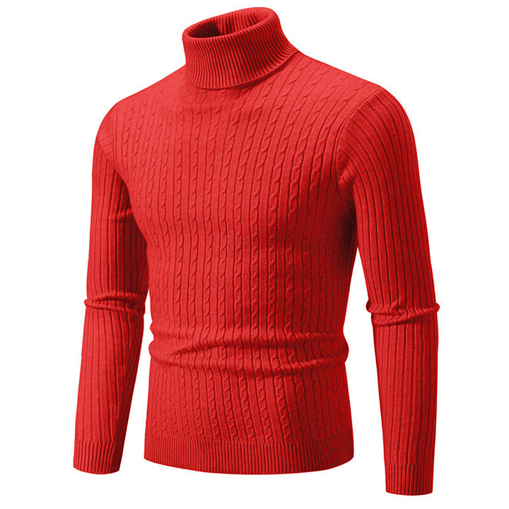 Men's turtleneck sweater with cable knit and slim fit Mune Fashion