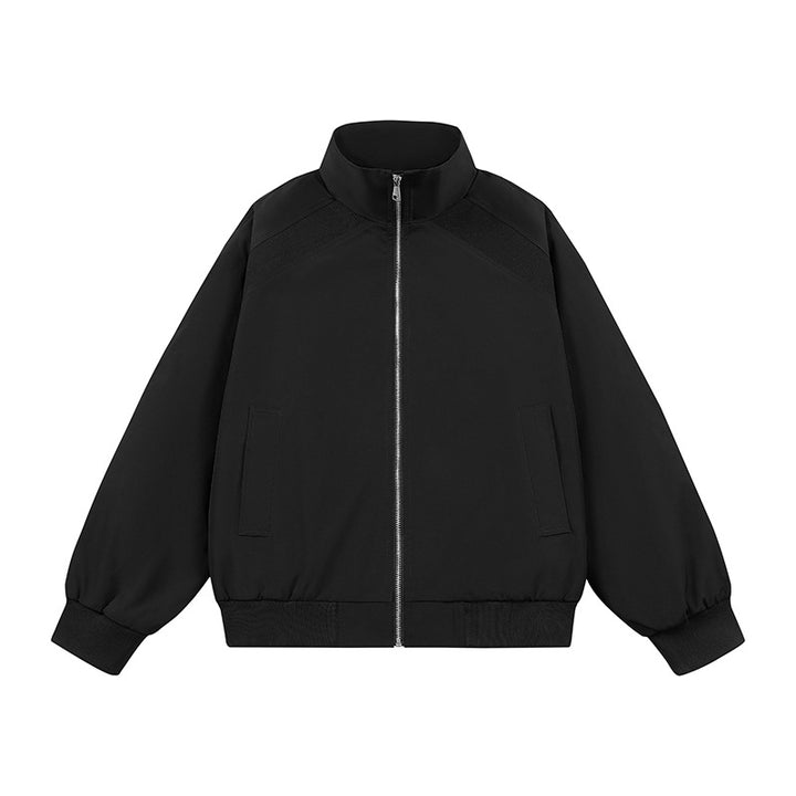 Men's faux velvet bomber jacket in oversized boxy cut with two-way zipper & elastic hem Mune Fashion