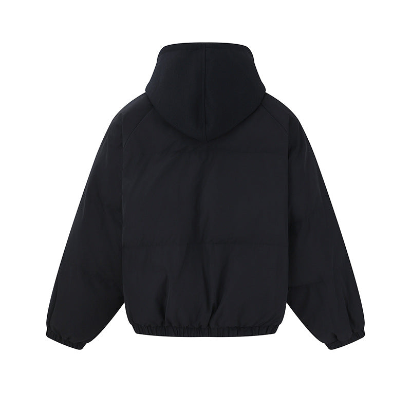 Unisex Short Boxy Quilted Hoodie with Fleece Lining and Elastic Hem Mune Fashion