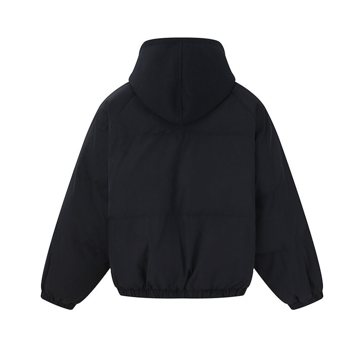 Unisex Short Boxy Quilted Hoodie with Fleece Lining and Elastic Hem Mune Fashion