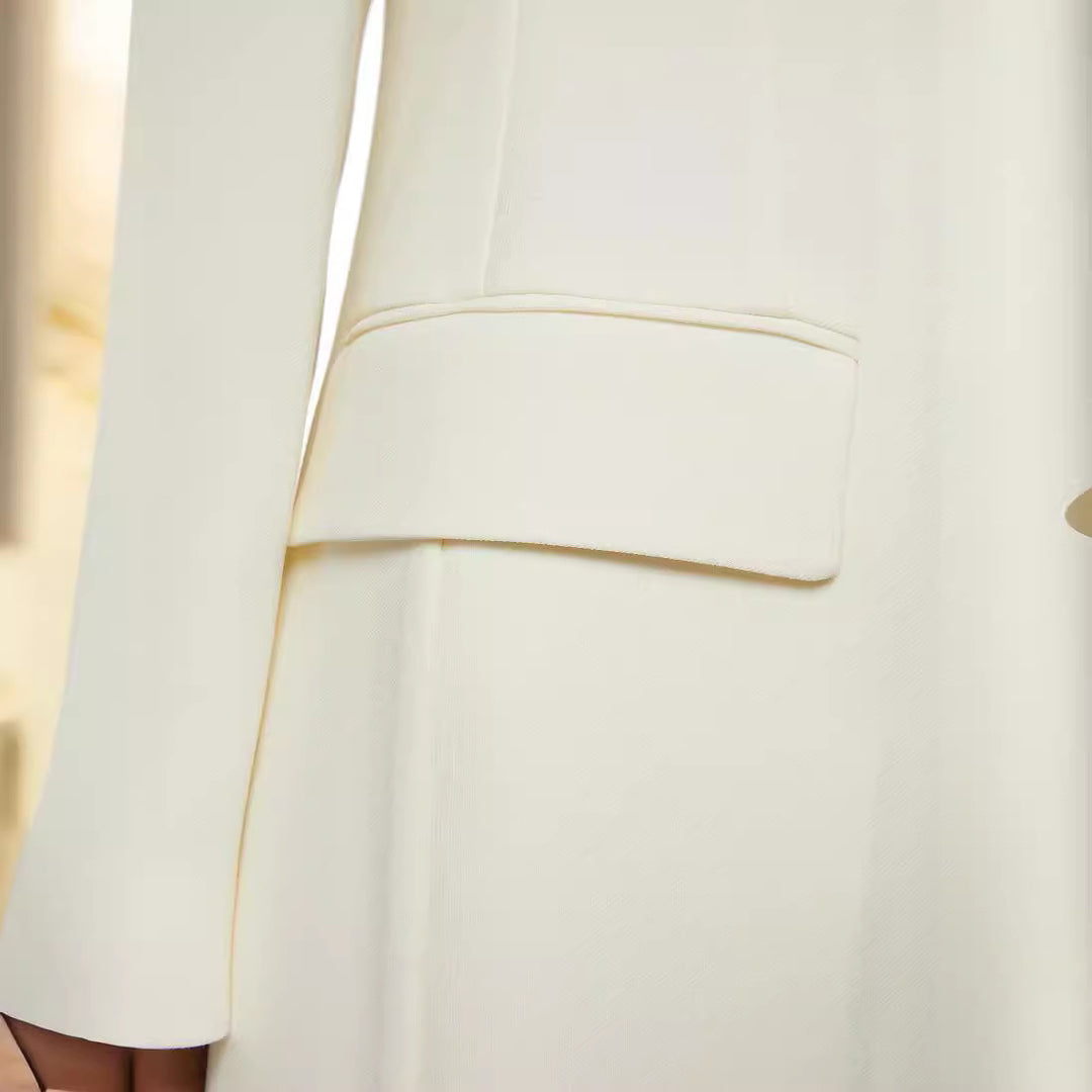 Women floor-length tailored blazer-coat with structured tailoring silhouette Mune Fashion
