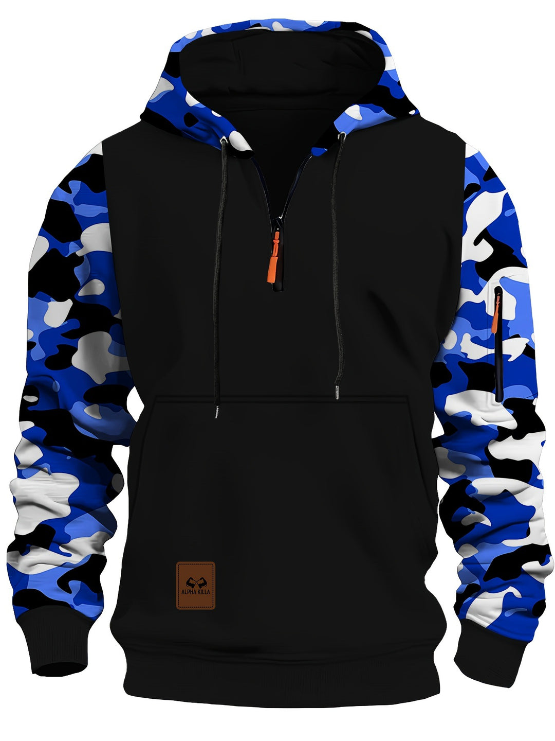 Men's Athletic Hooded Jacket with Camouflage Sleeves Mune Fashion