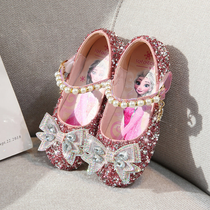 Girls Glitter Ballerinas with Pearl Accent Mune Fashion
