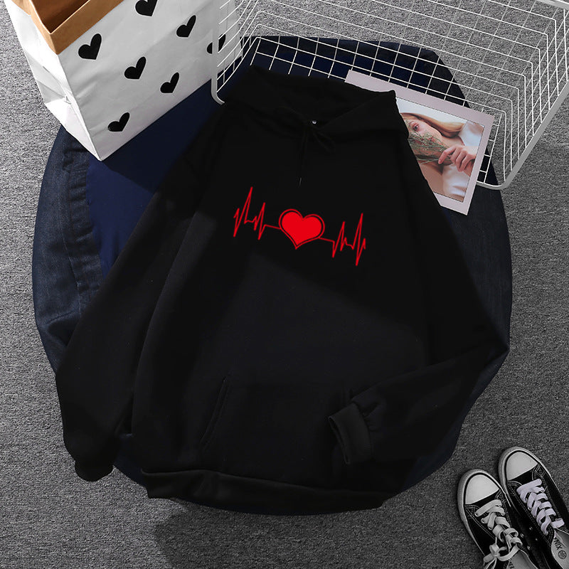 Unisex oversized hoodie with heart EKG print and kangaroo pocket Mune Fashion