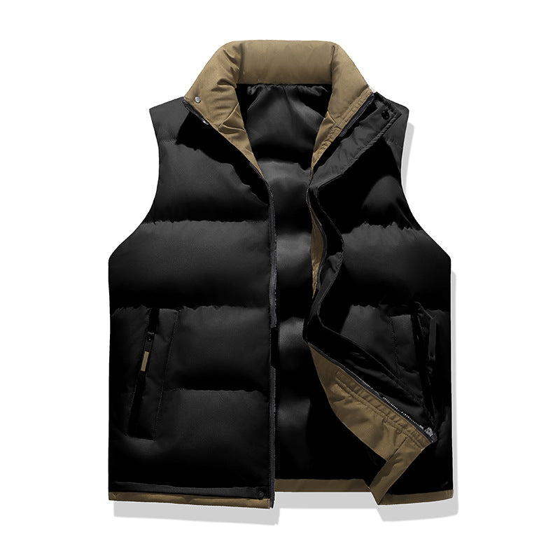 Men's quilted thermal vest with stand-up collar, windproof surface and zip pockets Mune Fashion