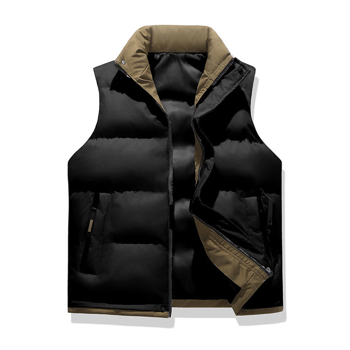 Men's quilted thermal vest with stand-up collar, windproof surface and zip pockets Mune Fashion