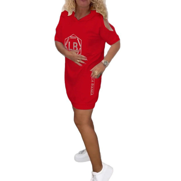 Women nan sporty hoodie tunic dress with shoulder cutouts and logo print Mune Fashion