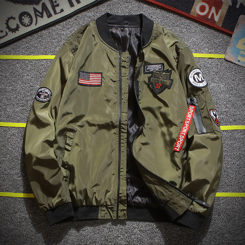 Men's stylish bomber jacket with patch details and arm pocket Mune Fashion