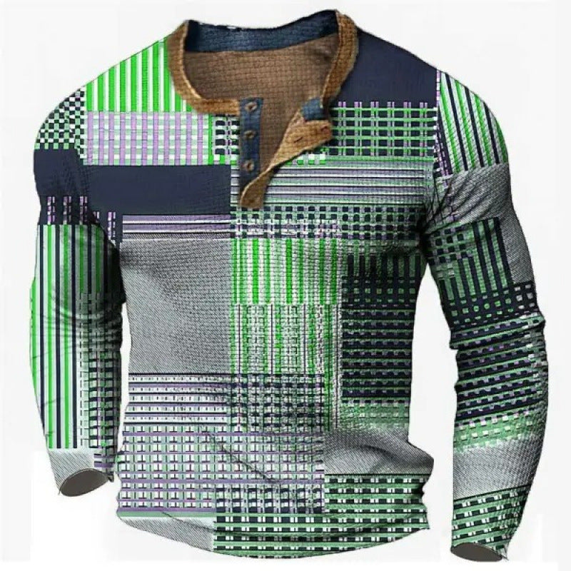 Men's sporty long-sleeve shirt with button placket Mune Fashion