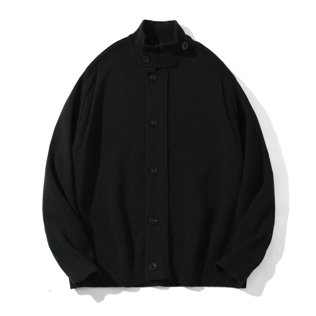 Men's knit cardigan with high collar and full button placket Mune Fashion