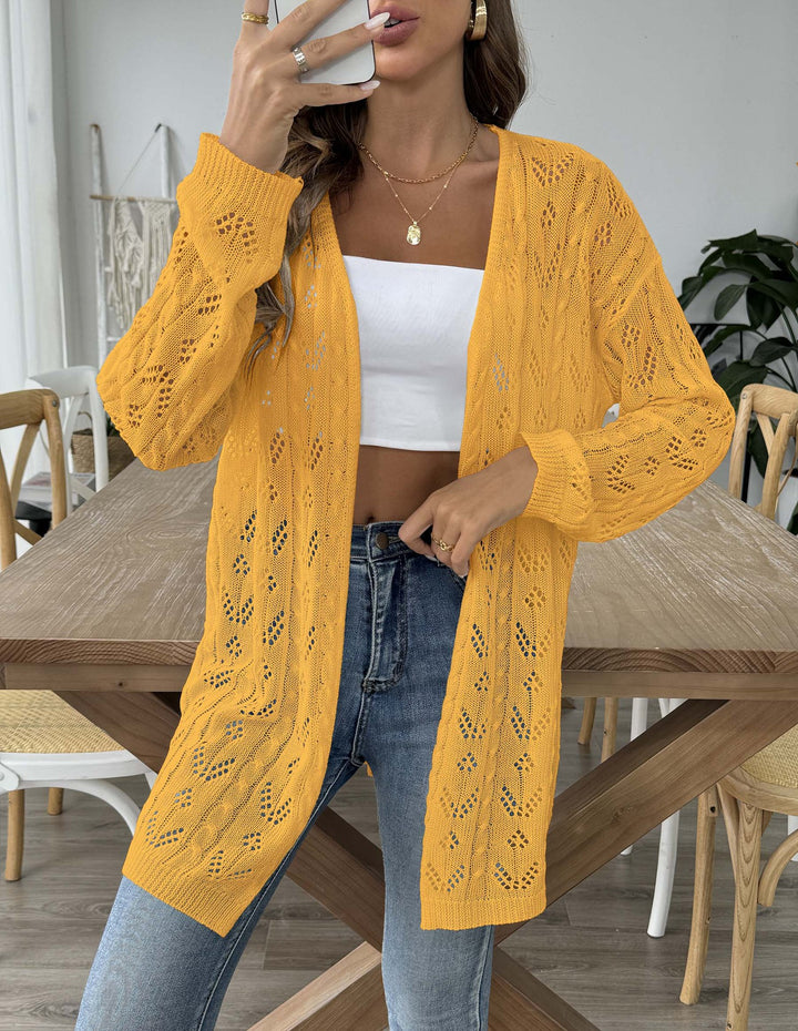 Women's airy knit cardigan with delicate eyelet pattern Mune Fashion