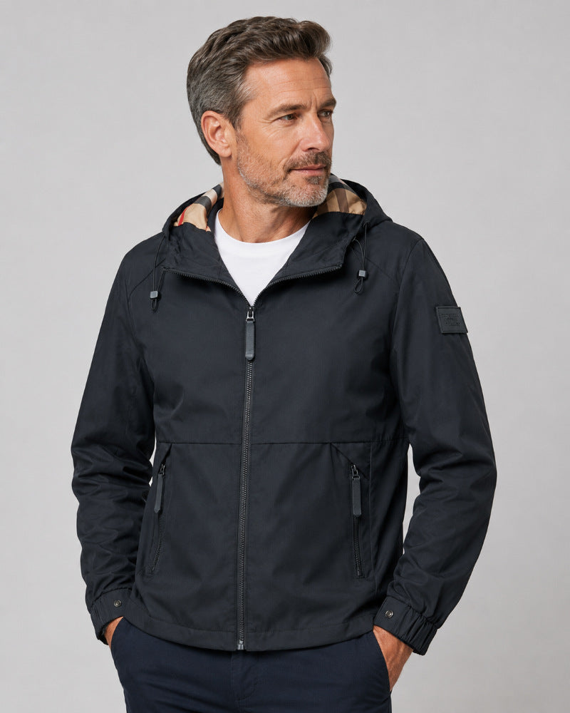 Men's Waterproof Transitional Jacket with Adjustable Hood Closure Mune Fashion