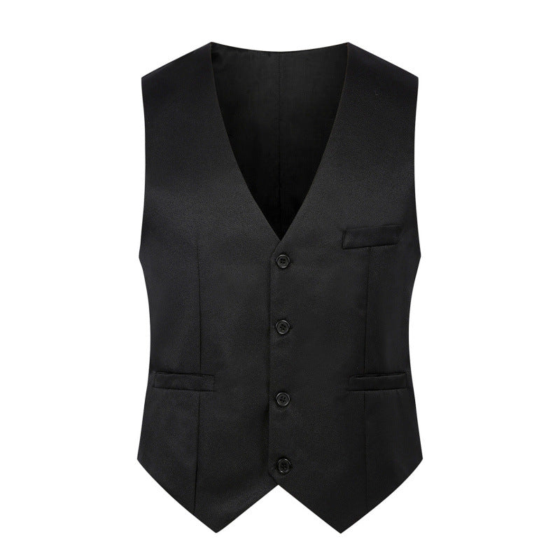 Men's Tailored Satin-Lined Suit Vest with Distinctive V-Neck and Flap Pockets Mune Fashion