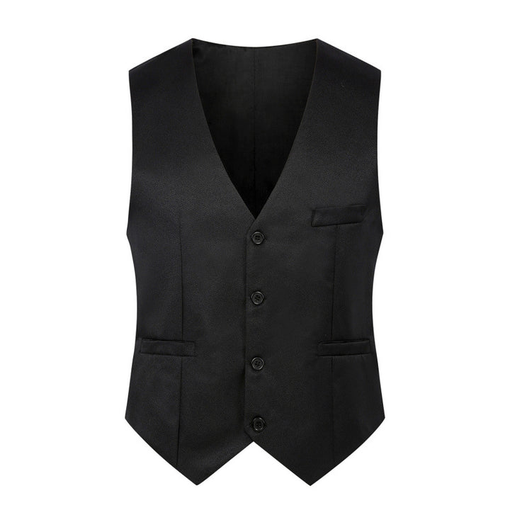 Men's Tailored Satin-Lined Suit Vest with Distinctive V-Neck and Flap Pockets Mune Fashion