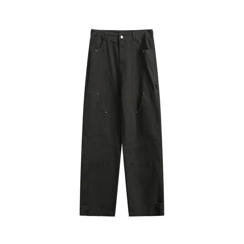 Women Wide High-Waist Cargo Pants with Multifunctional Pockets and Adjustable Hem Mune Fashion