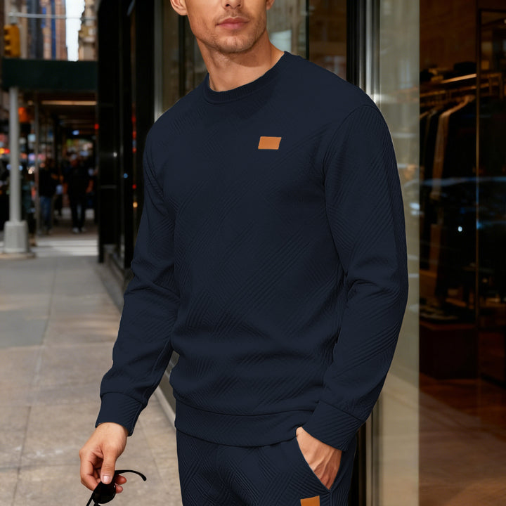 Men's cotton knit sweater with diamond pattern, round neck and elastic cuffs Mune Fashion