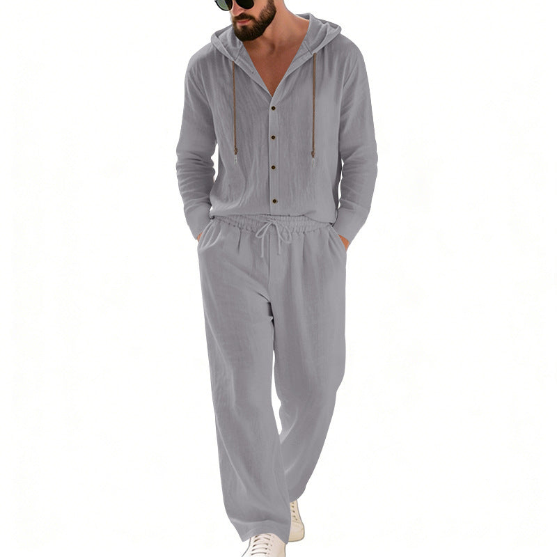 Men's nan legeres hoodie lounge set with button placket, drawstring trousers and side pockets Mune Fashion