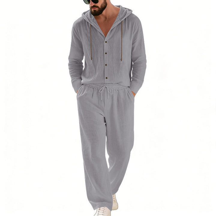 Men's nan legeres hoodie lounge set with button placket, drawstring trousers and side pockets Mune Fashion