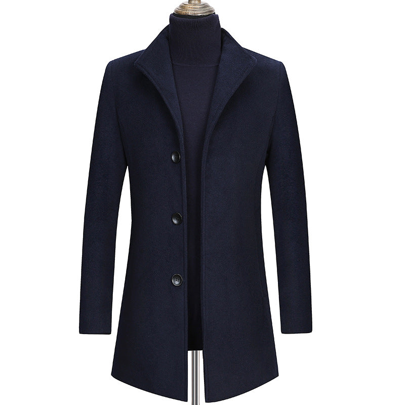 Men's slim fit wool blend coat with shirt collar, lightweight thermo lining and hidden button placket Mune Fashion