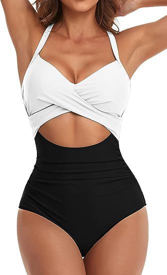 Women's One-Piece Swimsuit with Elegant Wrap Cut Mune Fashion