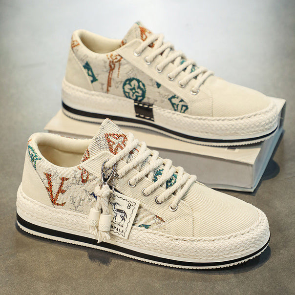 Women's Platform Espadrille Sneaker with Embroidered Canvas, Tassel Pendant, and Braided Jute Sole Mune Fashion