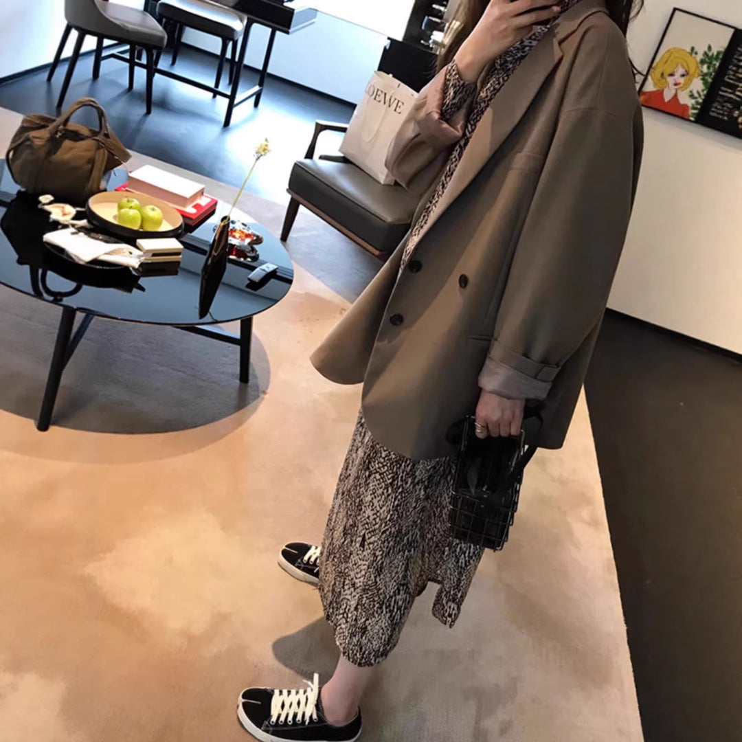 Women's Oversized Blazer with Double Button Placket Mune Fashion