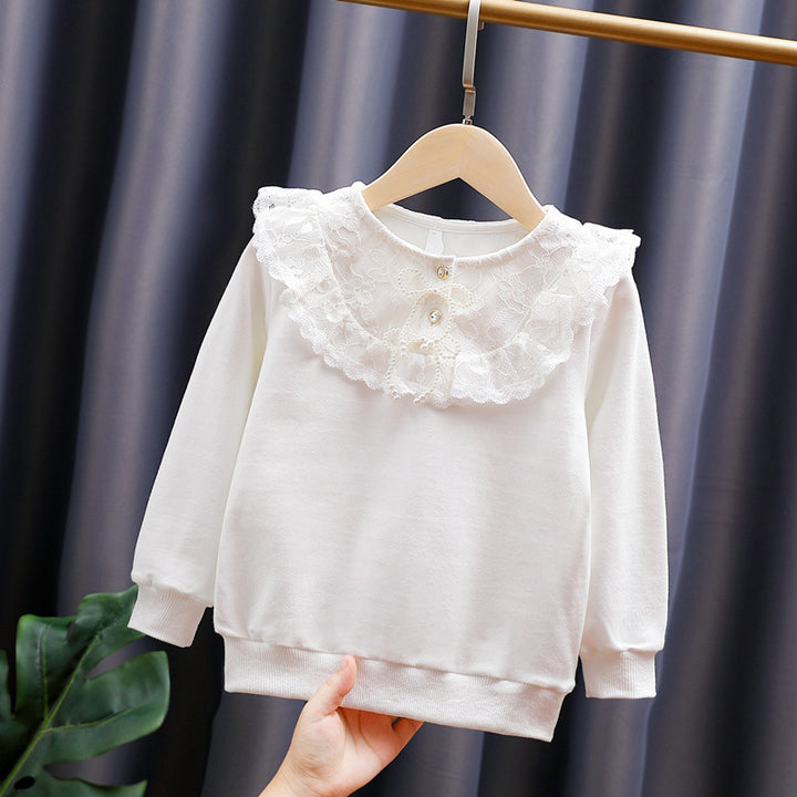 Girl sweatshirt with romantic lace collar Mune Fashion