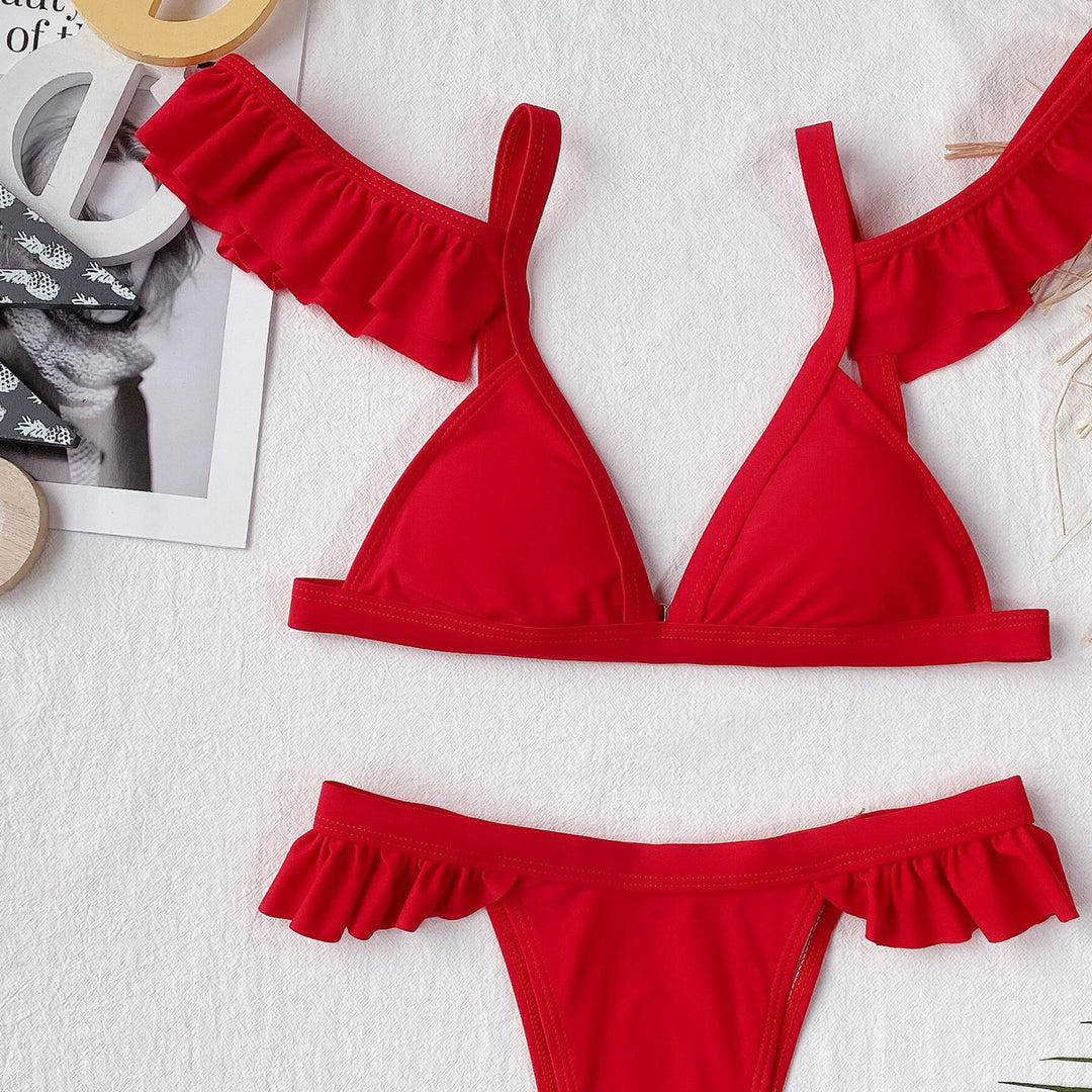 Women Triangular Bikini with playful ruffle details Mune Fashion