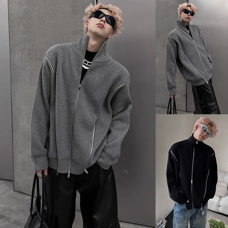 Men's Urban Knit Sweater with High Collar Mune Fashion