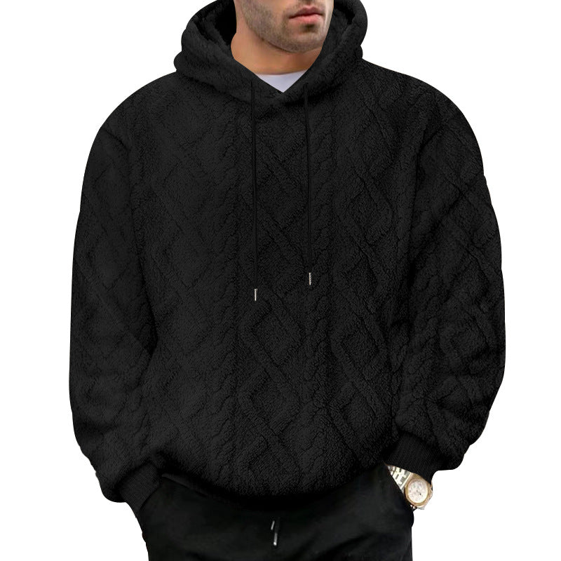 Men's structured Sherpa hoodie with diamond quilting, drawstring hood, and ribbed cuffs Mune Fashion