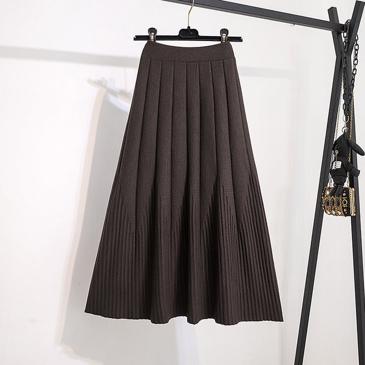 Ladies Elegant Pleated Skirt with Button Details Mune Fashion