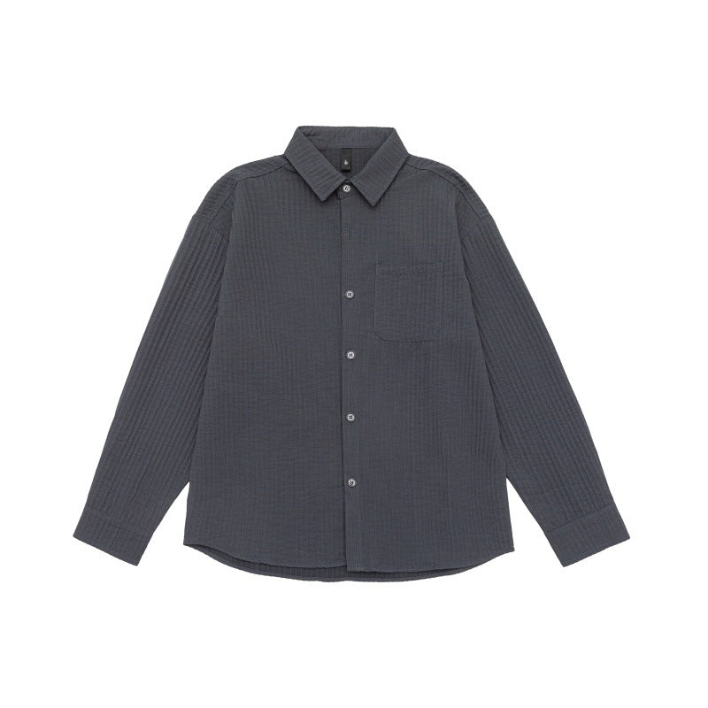 Unisex Textured Oversized Shirt Jacket with Waffle Structure and Chest Pocket Mune Fashion