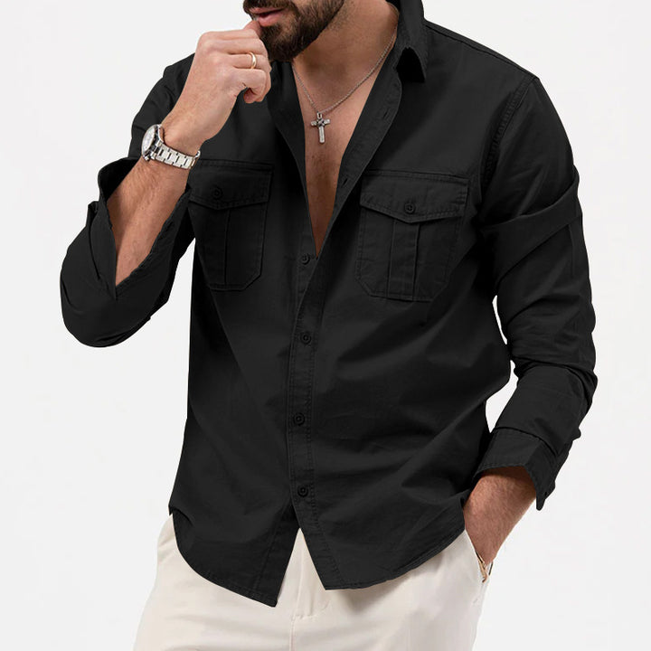 Men's shirt with chest pockets and Kent collar, casual regular fit made of cotton mix Mune Fashion