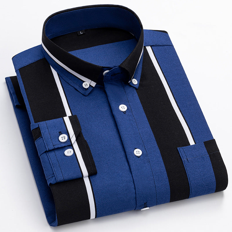 Men's striped business shirt with button-down collar, chest pocket and easy-care cotton blend Mune Fashion