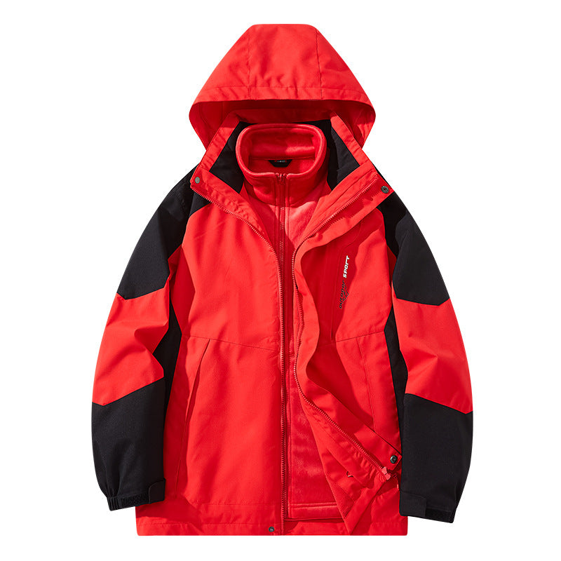 Men's water-repellent two-layer trekking jacket with removable fleece inner jacket and hood Mune Fashion