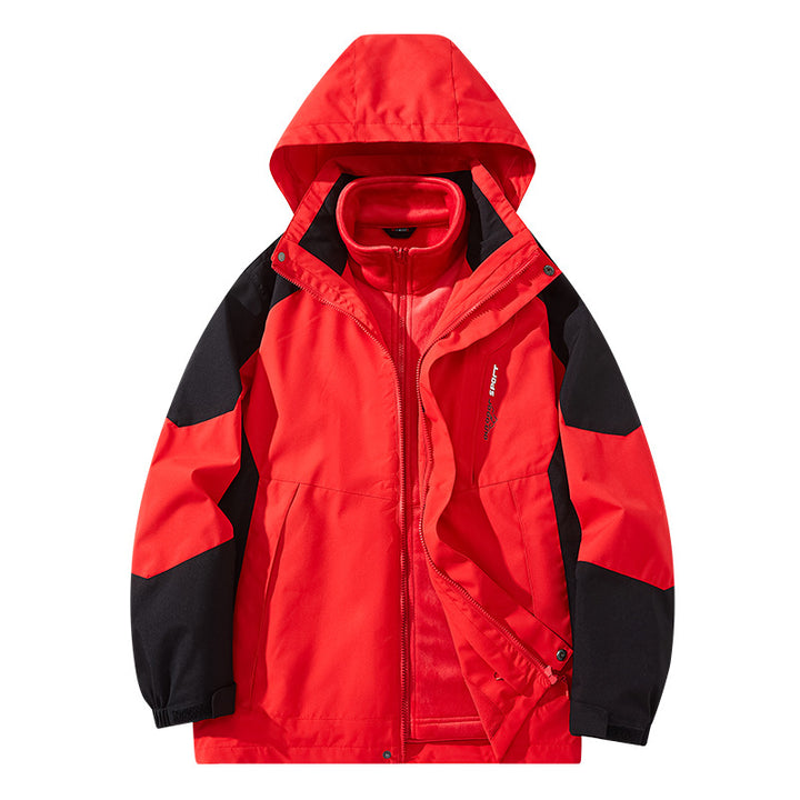 Men's water-repellent two-layer trekking jacket with removable fleece inner jacket and hood Mune Fashion