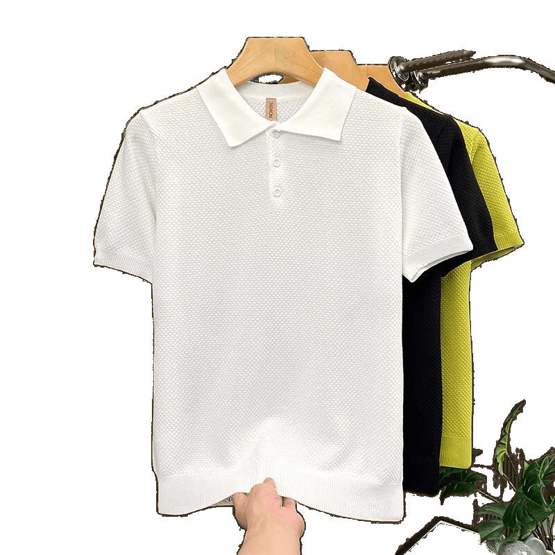 Men's Stylish Short-Sleeve Polo Shirt with Texture Mune Fashion