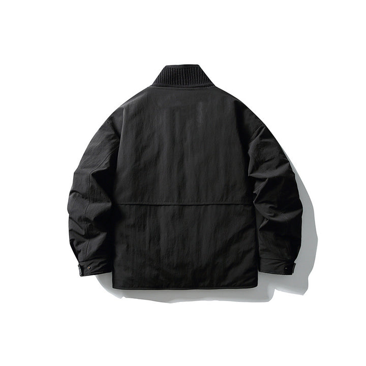 Men's Oversized Padded Leisure Jacket with Ribbed Collar and Snap Button Placket Mune Fashion