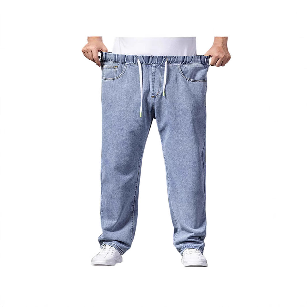 Men's adjustable waist Denim Jogging Pants with elastic waistband and drawstring Mune Fashion