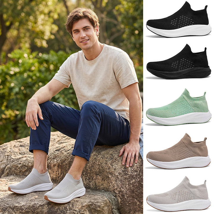 Women's knit slip-on sneaker with seamless elastic shaft and cushioning platform sole Mune Fashion
