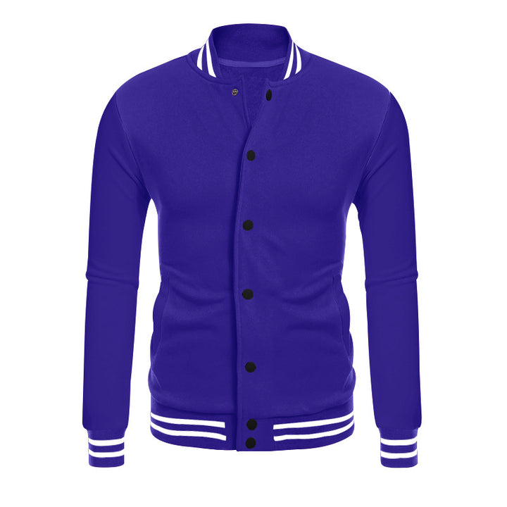 Men's College Bomber Jacket in Varsity Style with Snap Button Placket and Ribbed Cuffs Mune Fashion