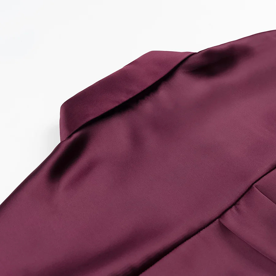 Women's flowing satin blouse with decorative buttons and straight cut Mune Fashion