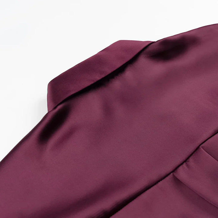 Women's flowing satin blouse with decorative buttons and straight cut Mune Fashion