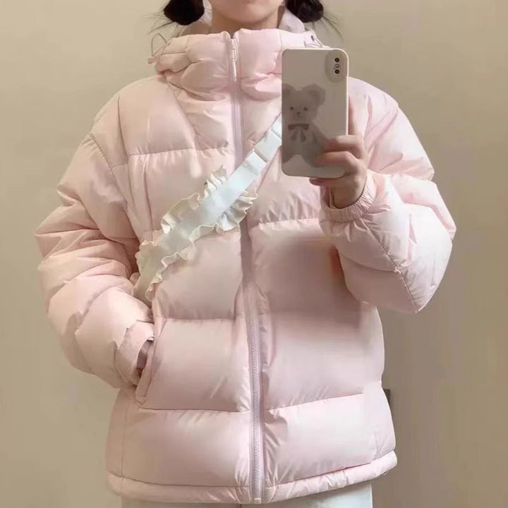 Women's Quilted Puffer Jacket with Hood and Insulating Filling Mune